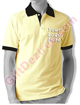 Designer Ivory and Black Color Polo T Shirts With Company Logo